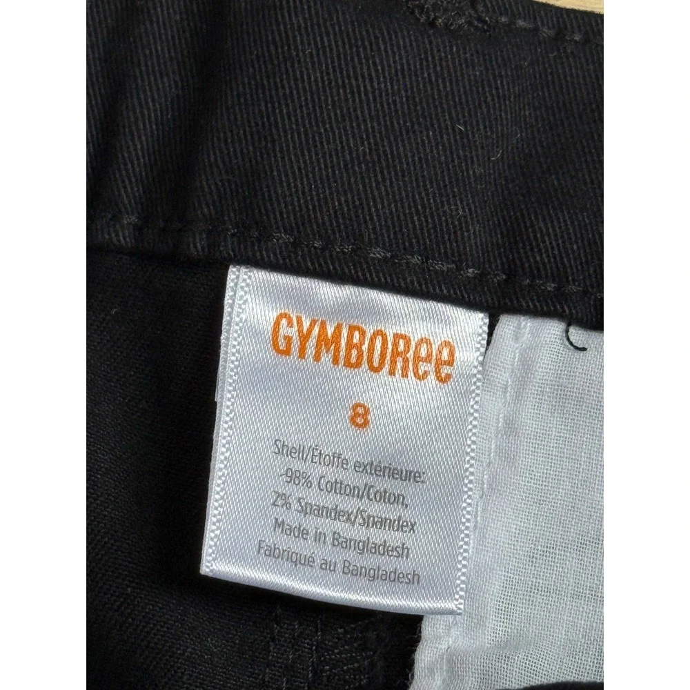 NWT Kid Girls Gymboree nanotex uniform‎ black bow belted chino shorts size 8